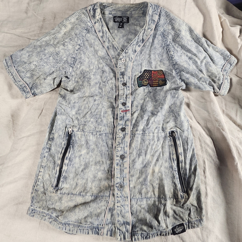 Square Zero Patchwork Baseball Tunic Distressed S… - image 1